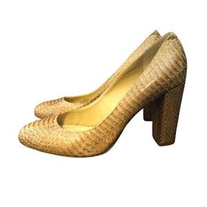 Lauren Ralph Lauren Viona Block Heels Pumps 7B Snakeskin Design Leather